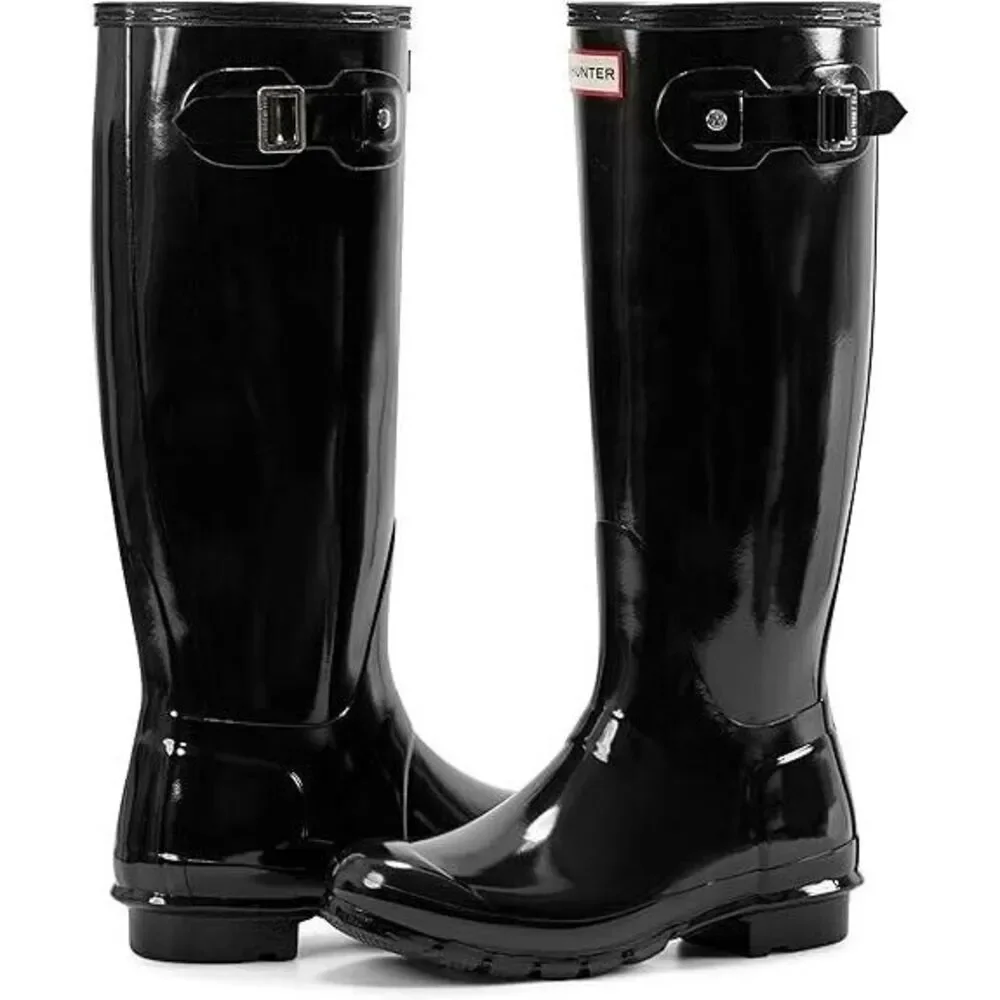 Hunter Original‎ Tall Gloss Rain Boots Women 10 NWOB Black Rubber Waterproof
